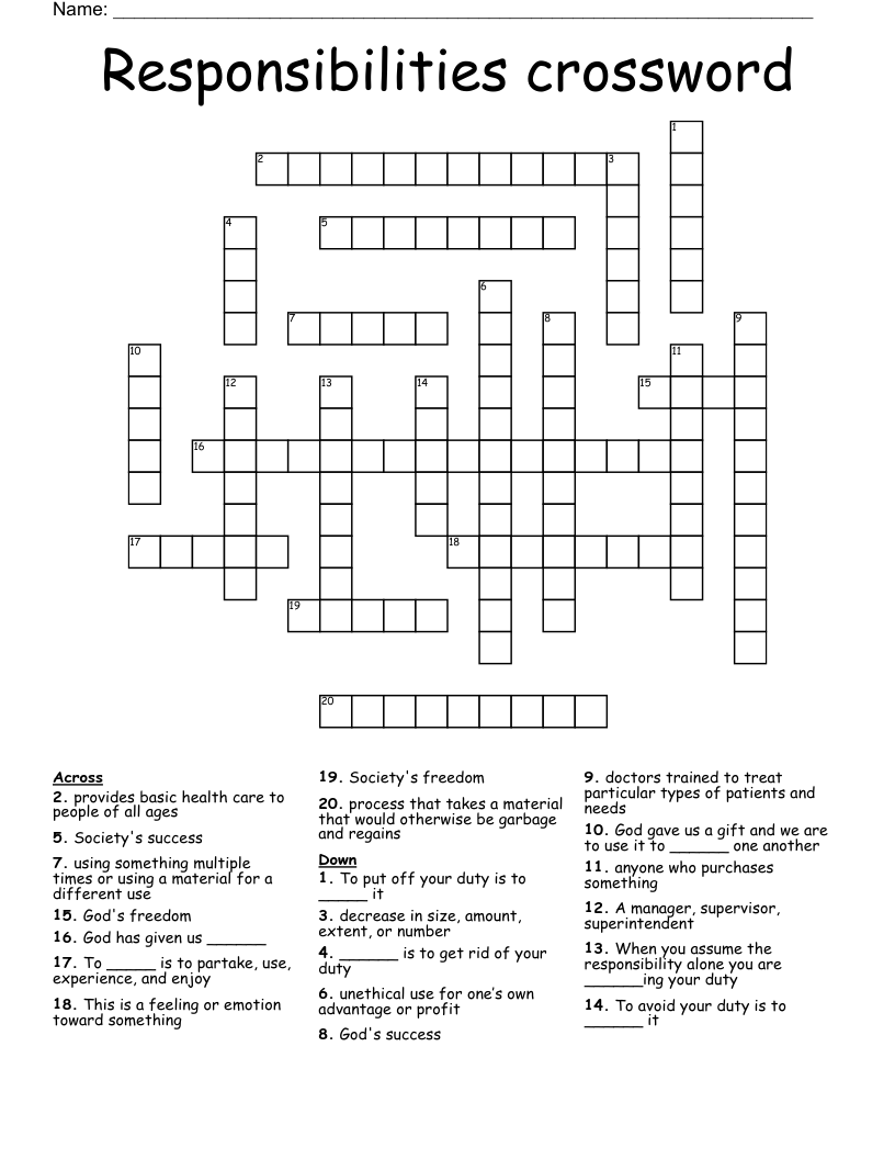 Learn the Solution to Entire Responsibility Crossword Puzzle Easily