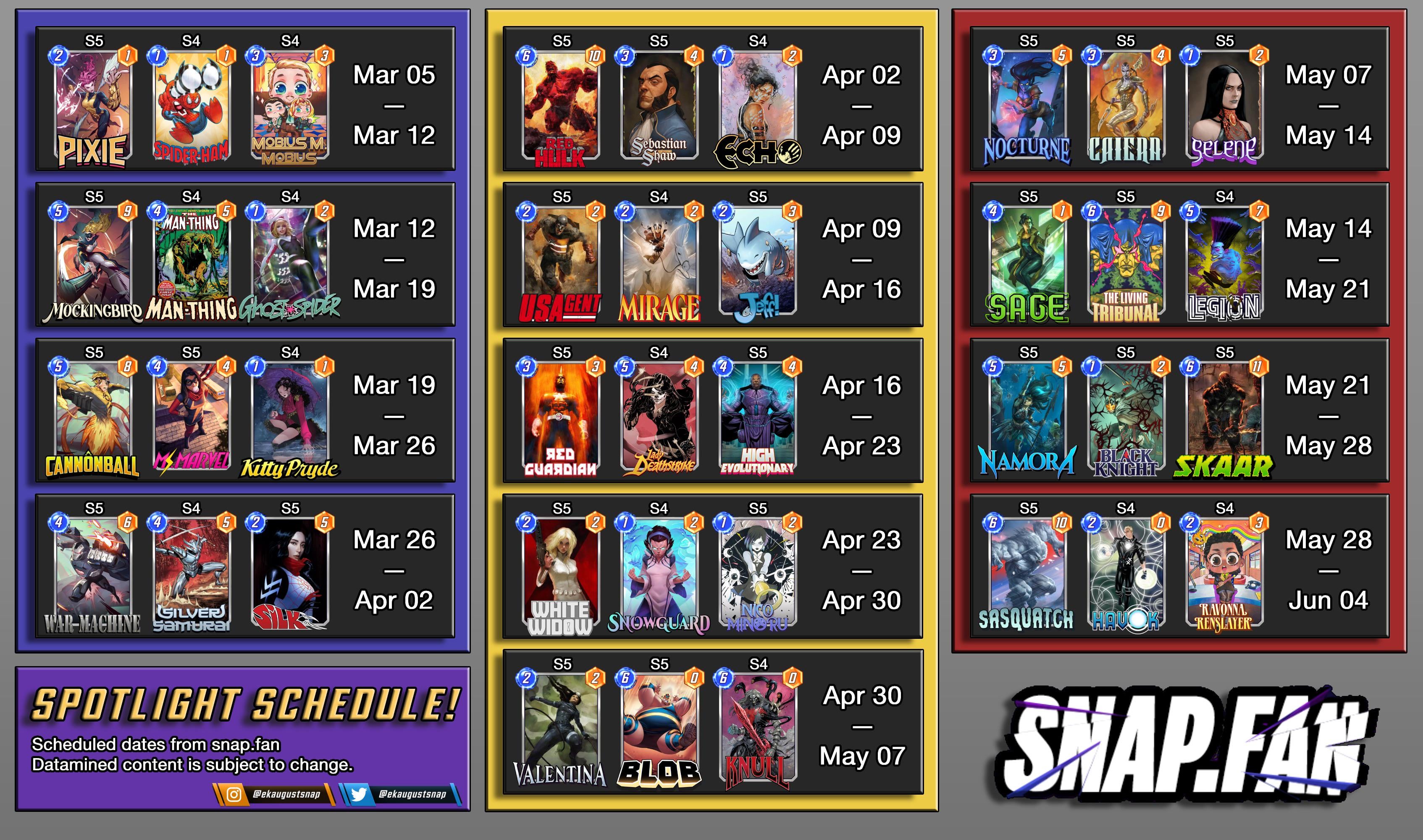 marvel snap spotlight schedule