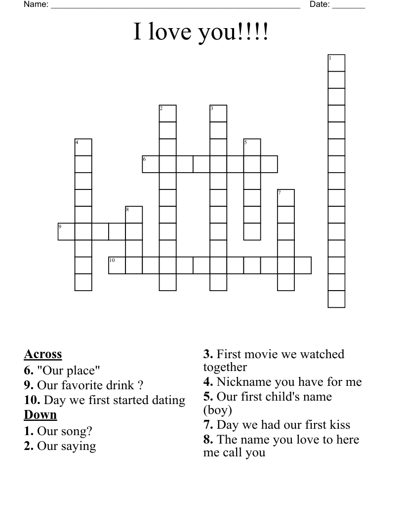 I Love You in a Crossword Puzzle Easy Guide to te i love you crossword